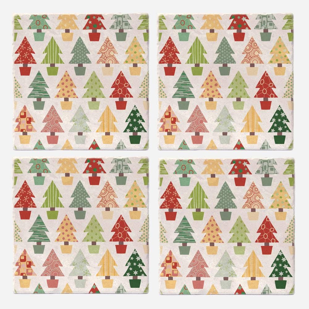 Versatile Coasters Canada - Wholesale Coasters - Christmas Tree Wrapping Paper Coasters0