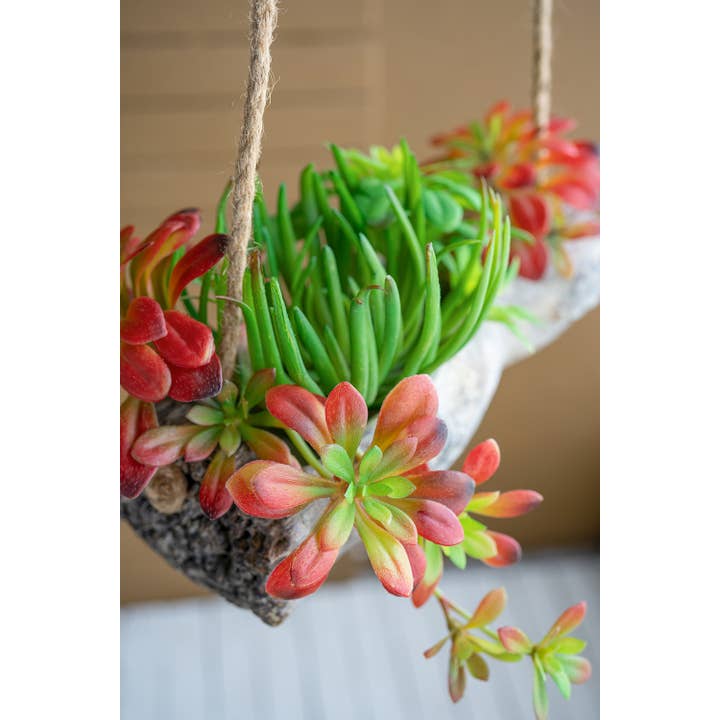 A&B Home Group Inc. - Wholesale Hanging Planter - 12.5x5.5x3.5" Cement Driftwood Hanging Planter4