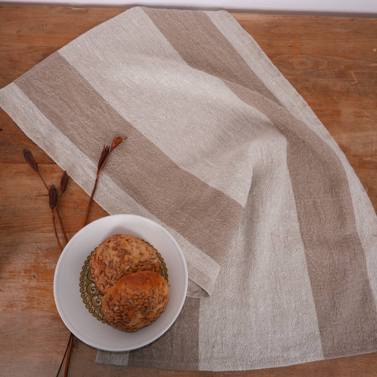 NorraVilla – Toalha de chá por atacado – Pano de Cozinha de Linho Toscana com Listras Pretas7