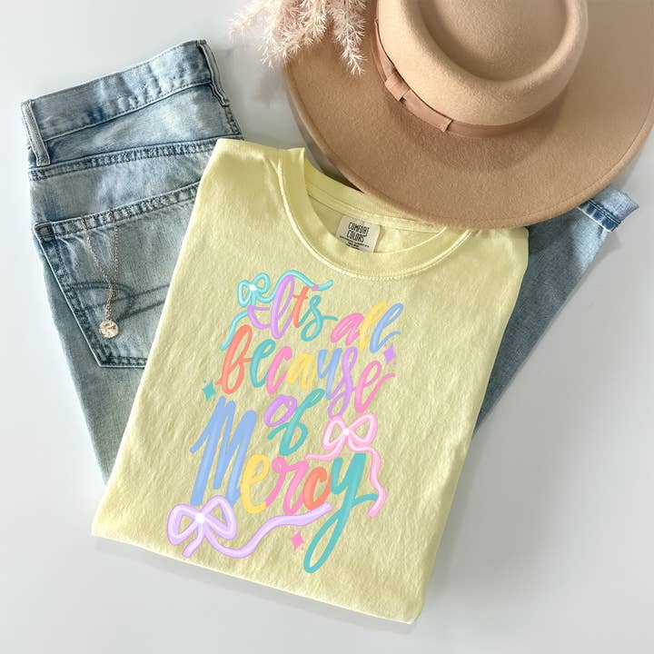 It’s All Because Of His Mercy Graphic Tee for wholesale by Flener’s Boutique