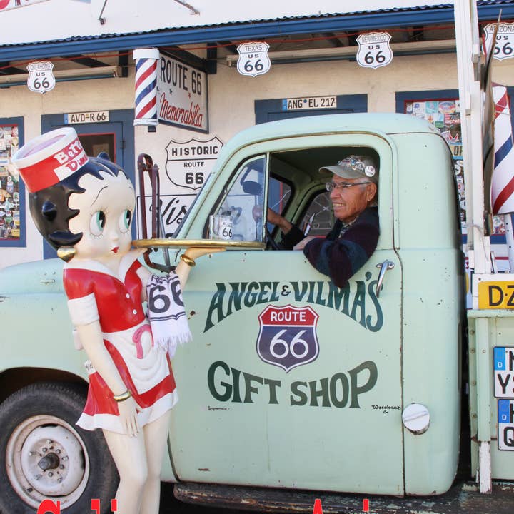 Route 66 Sammlerstück, Route 66 Kühlschrankmagnet, Angel Delgadillo, Seligman AZ, Route 66 für den Großhandel von DK LaserWorx