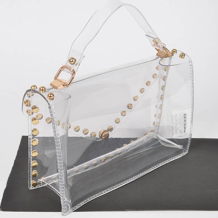 3AM BY H&D ACCESSORIES - Wholesale Crossbody Bag - Women's - Round Stud Clear Bag