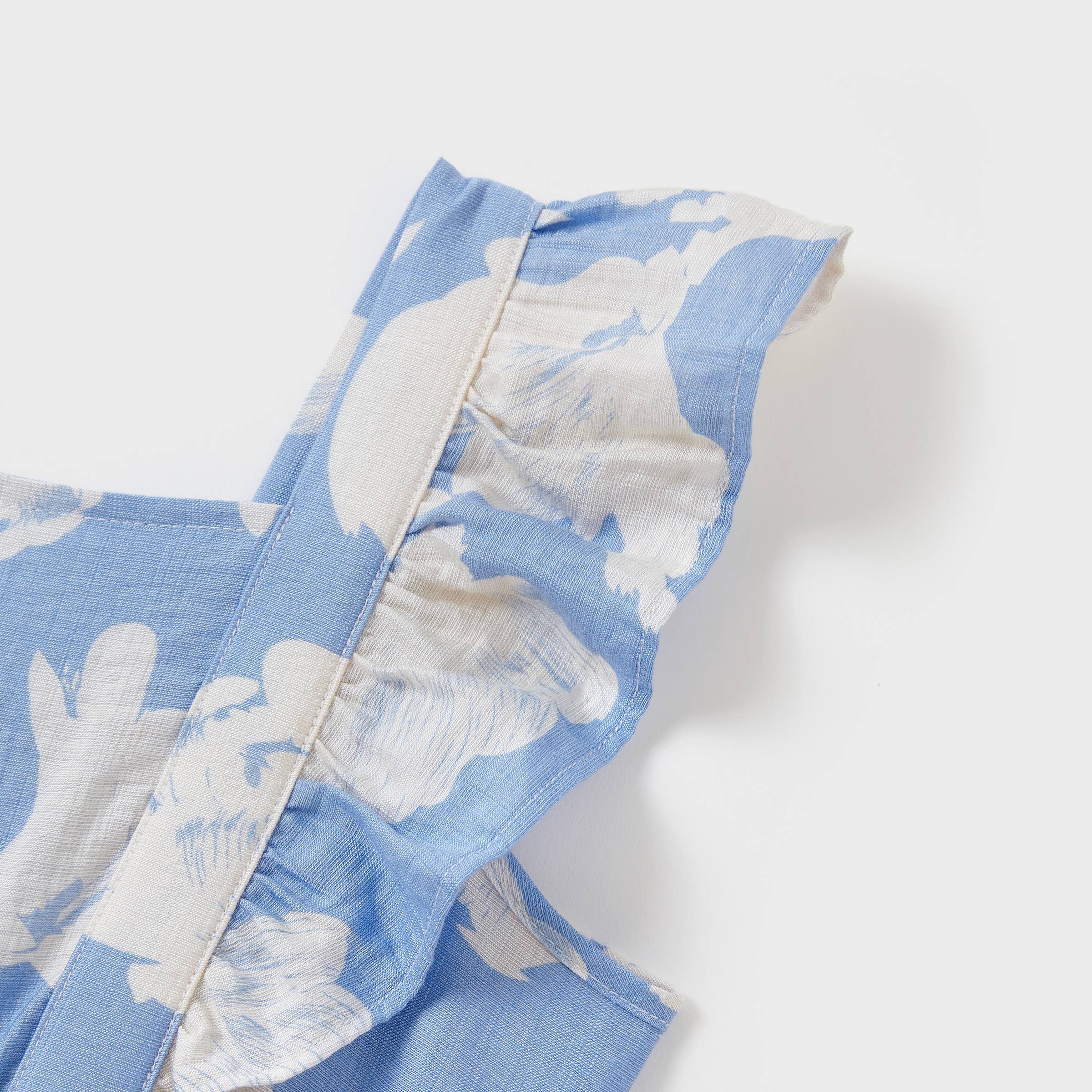 Azul Camiseta de algodón azul a juego para la familia o vestido con mangas de volantes. de venta al por mayor en Faire13