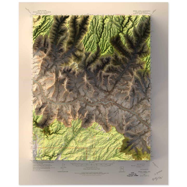 Bright Angel, Grand Canyon for wholesale by Scott Reinhard Maps
