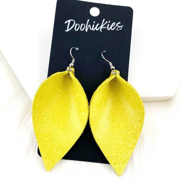 Doohickies - Wholesale Dangle Earrings - 2.5" Pastel Glazed Petals -Spring Earrings