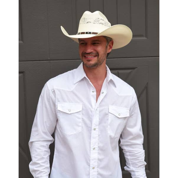 Cream Bangora Straw Western Hat - Style Montana Open Sizing 12 for wholesale on Faire