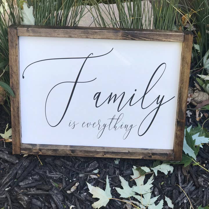 Family Is Everything Wood Sign for wholesale by Gray Barn Creations