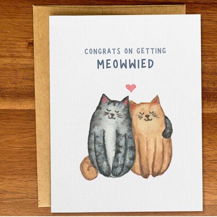 Cute cats wedding card, Congratulations marriage card, A2 for wholesale by Pink Hill Press