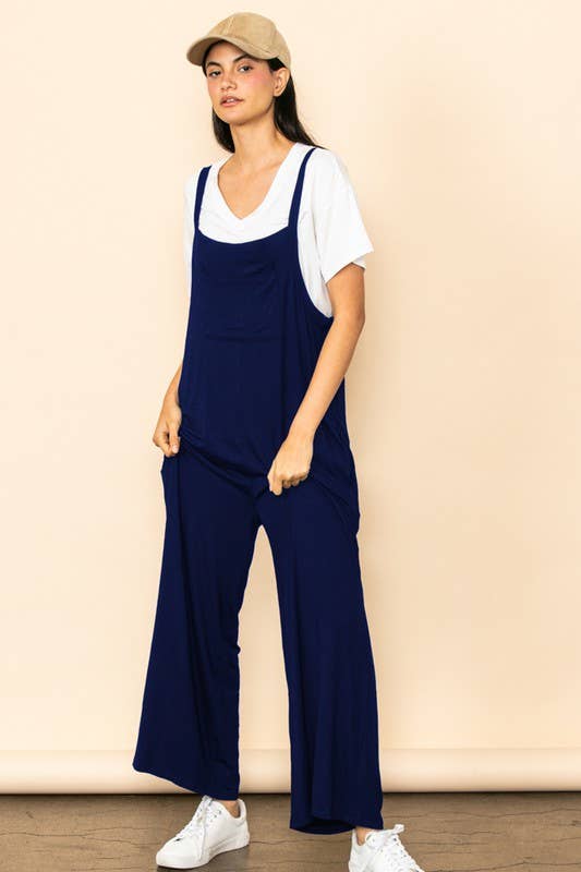 Elloh Collection - Wholesale Jumpsuit - Women's - Casual Comfy Wide Leg Overall Jumper w Bib and Side Pockets15