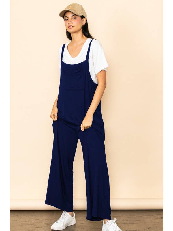 Elloh Collection - Wholesale Jumpsuit - Women's - Casual Comfy Wide Leg Overall Jumper w Bib and Side Pockets15