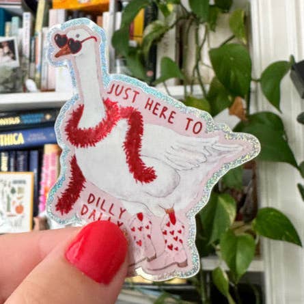 Dilly Dally Goose Sticker for wholesale by The Curious Cactus