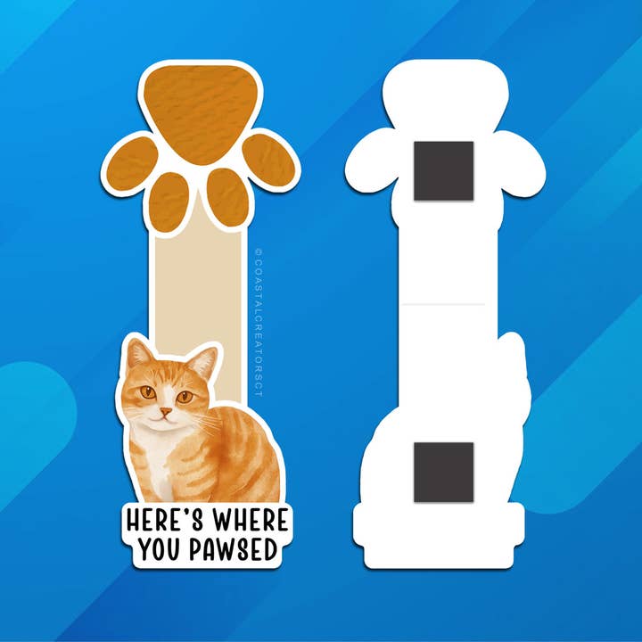 Coastal Creators of Connecticut - Wholesale Bookmark - Cat This is Where You Pawsed Reversible Magnetic Bookmark