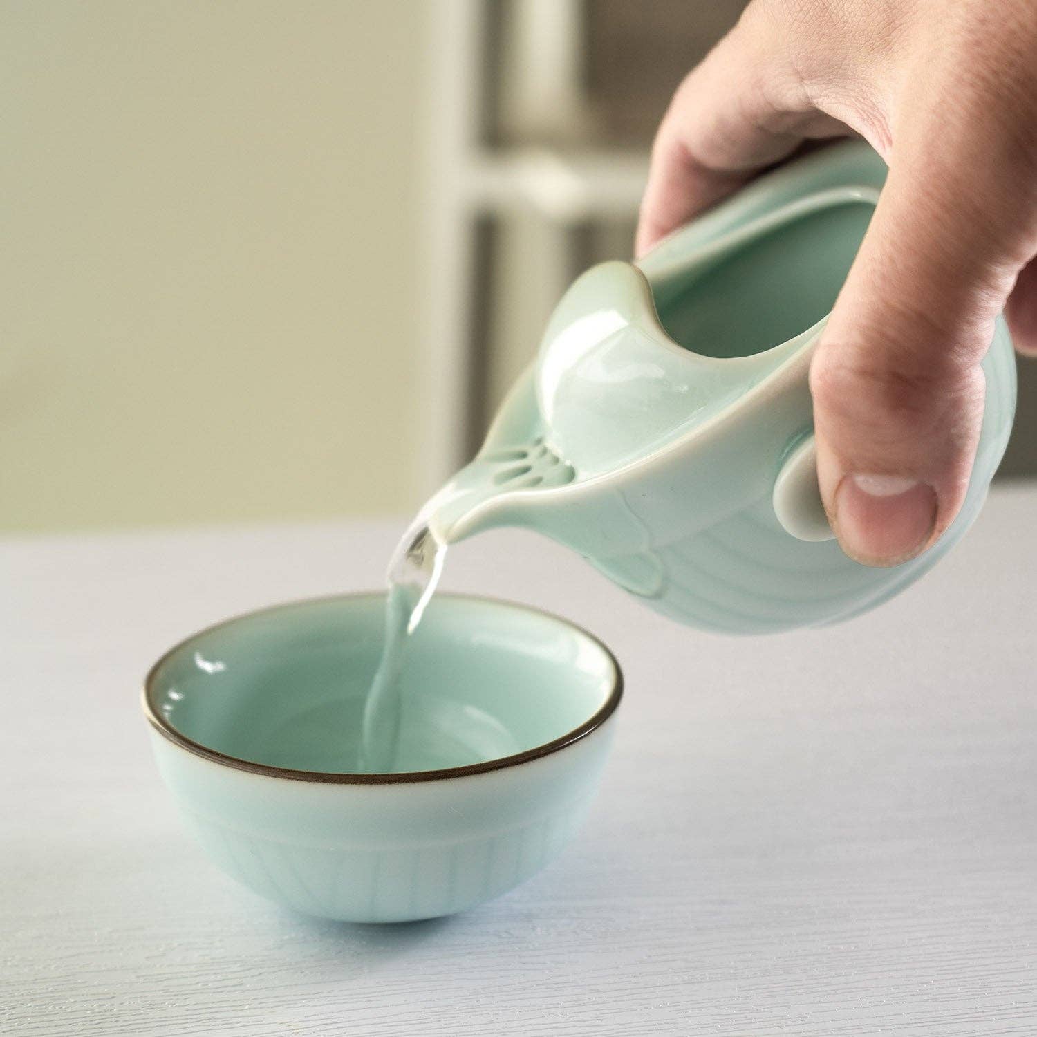 Urban Tokyo - Wholesale Tea Pot - Koi Fish Kung Fu Tea Set 6oz Tea Pot with A Cup Light Blue (1/80)2