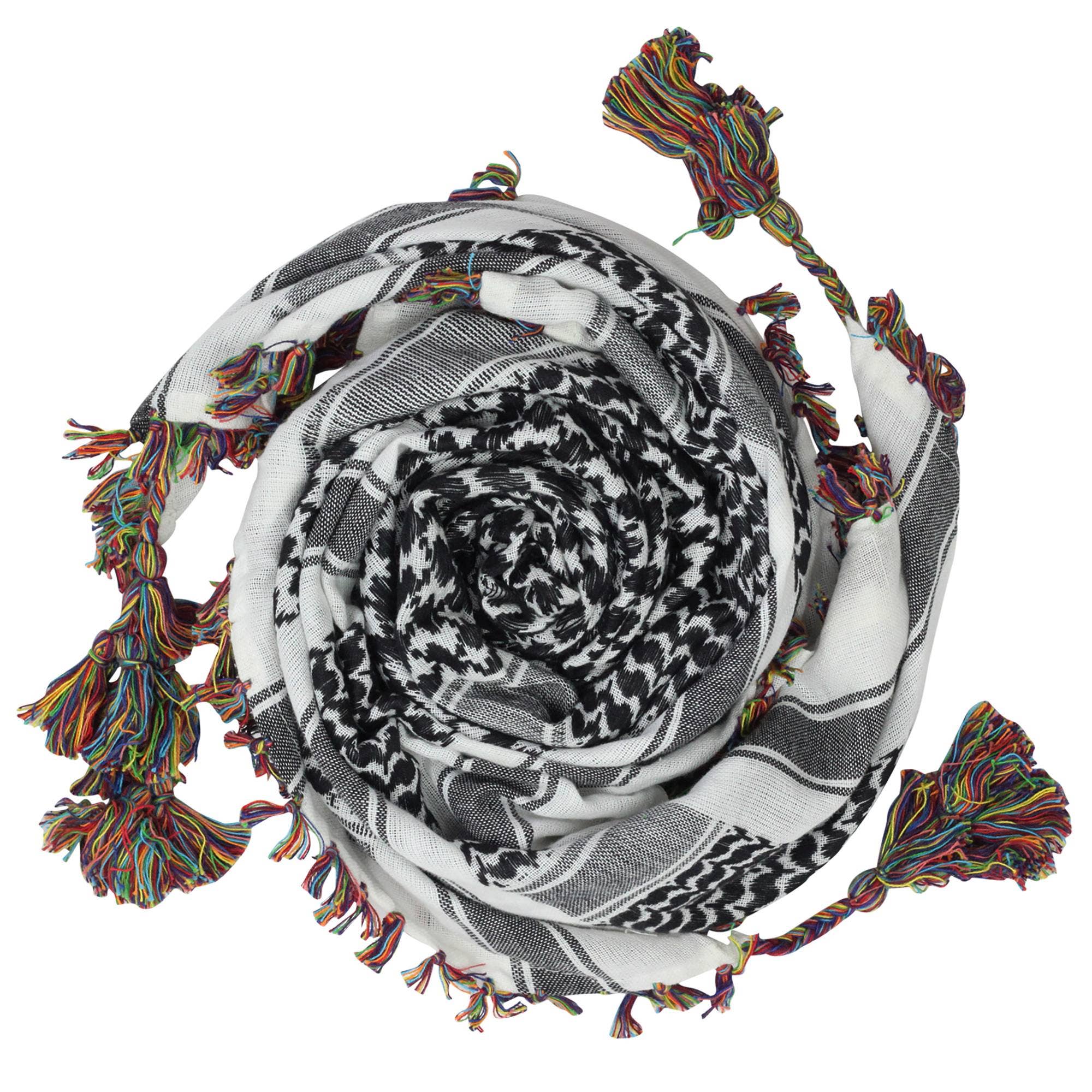 Tribal Trade GmbH – wholesale Scarf – Unisex – Palituch Desert Premium - White - Black - Fringe1