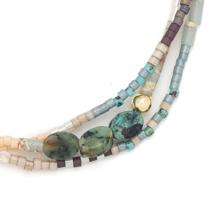 Scout Curated Wears - Wholesale Beaded Bracelet - Mixed Media Bracelet - Transformation/African Turquoise/Gold