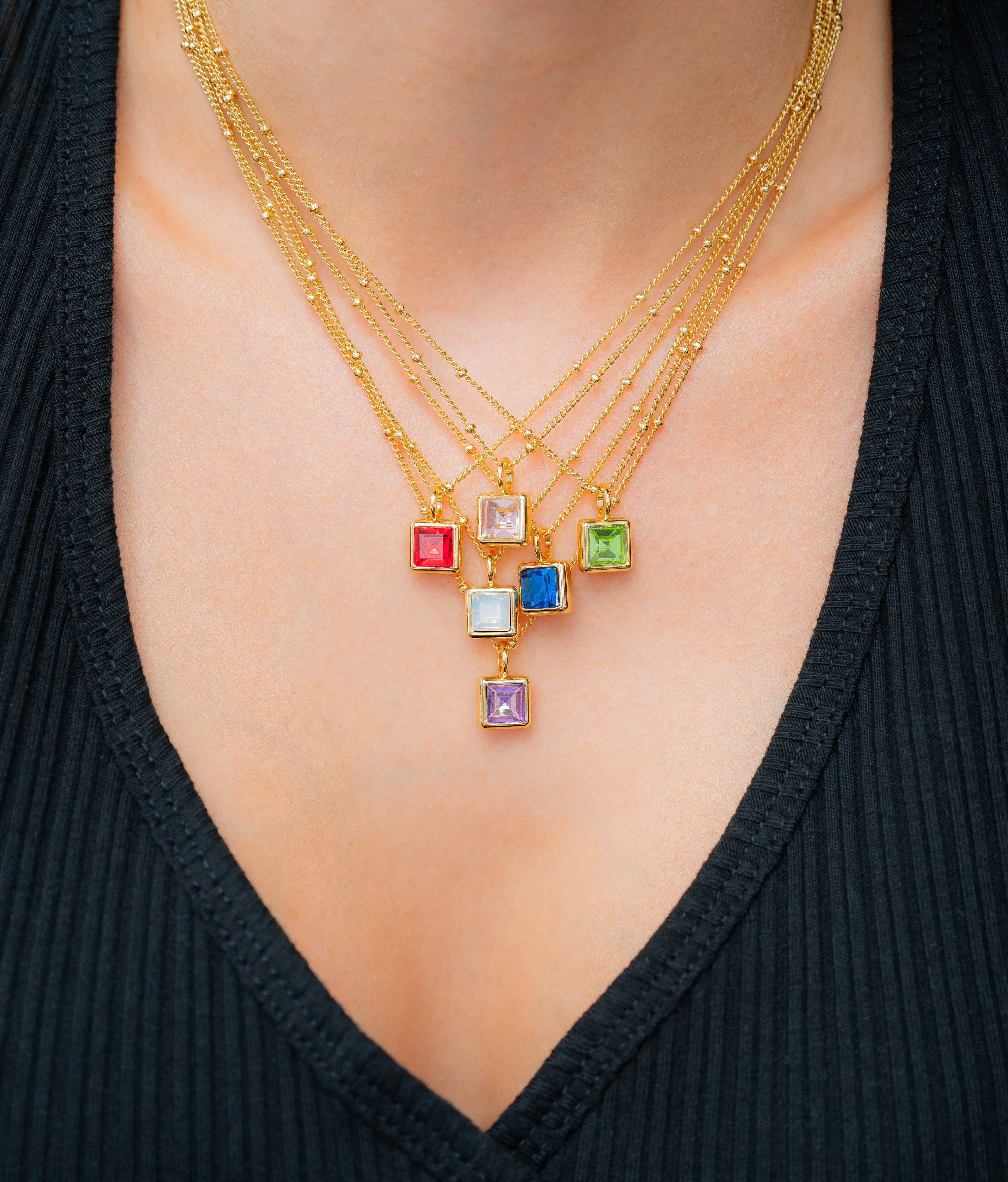 Lucky Feather – wholesale Hänge-/berlockhalsband – Födelsestenflaska Halsband - Guld - Juli/Pärla3