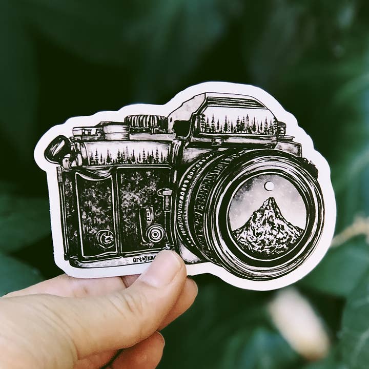 Camera + Mountain Lens - Waterproof Nature Sticker for wholesale by Kaari & Co.