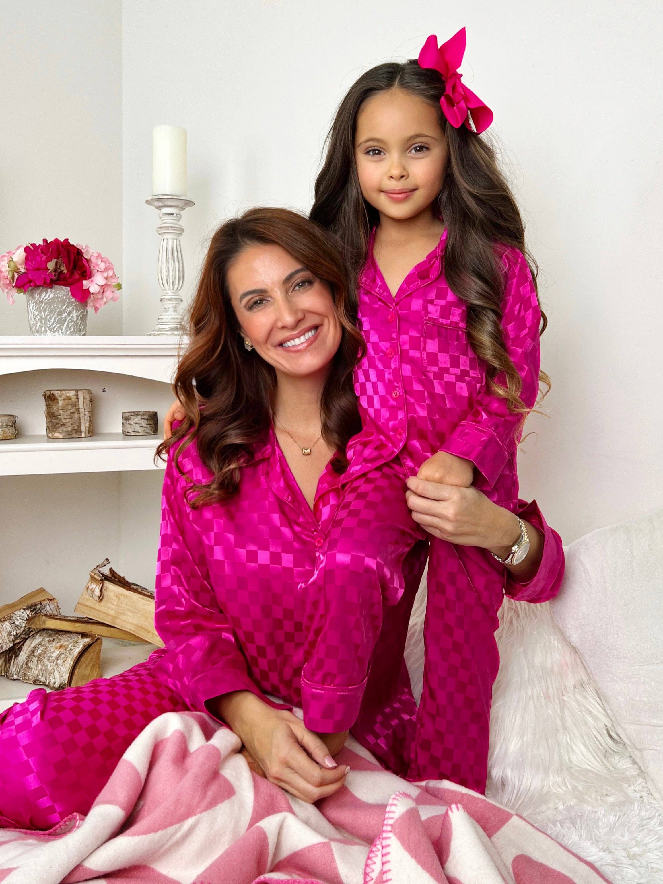 Mommy And Me Loved By You Fuchsia Pajamas for wholesale on Faire0