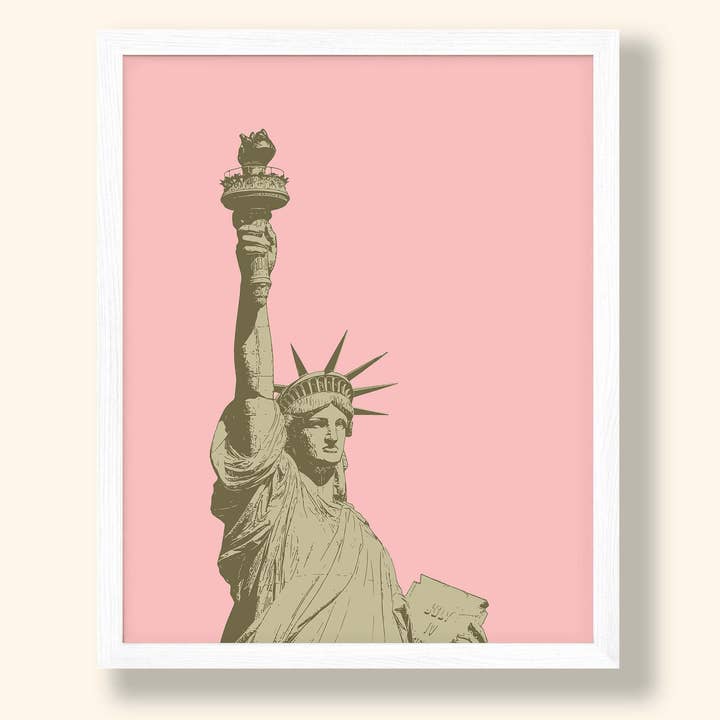 Newpencilbox Art - Venta al por mayor Ilustración - Lámina artística en colores pastel de la Estatua de la Libertad de Nueva York, color rosa3