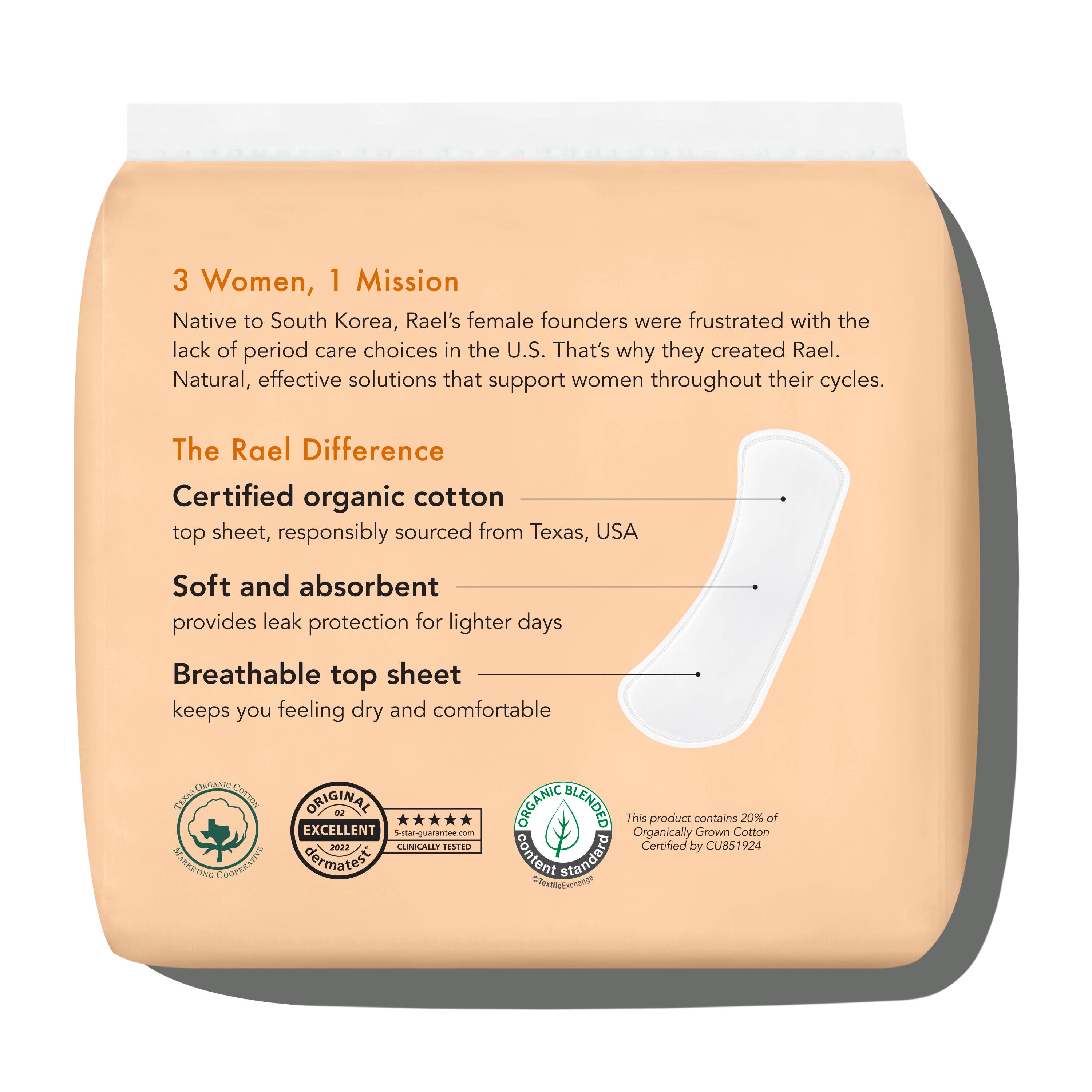 Rael - Wholesale Period Underwear - Women's - Rael Organic Cotton Cover Panty Liners - Long5