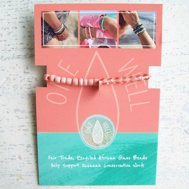 Pulsera elástica One Well - Rosa salmón para venta al por mayor de Jo Bird Jewelry