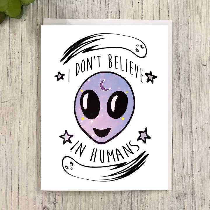 Carte humoristique « Ne crois pas aux humains » pour la vente par Great Odin's Hellos