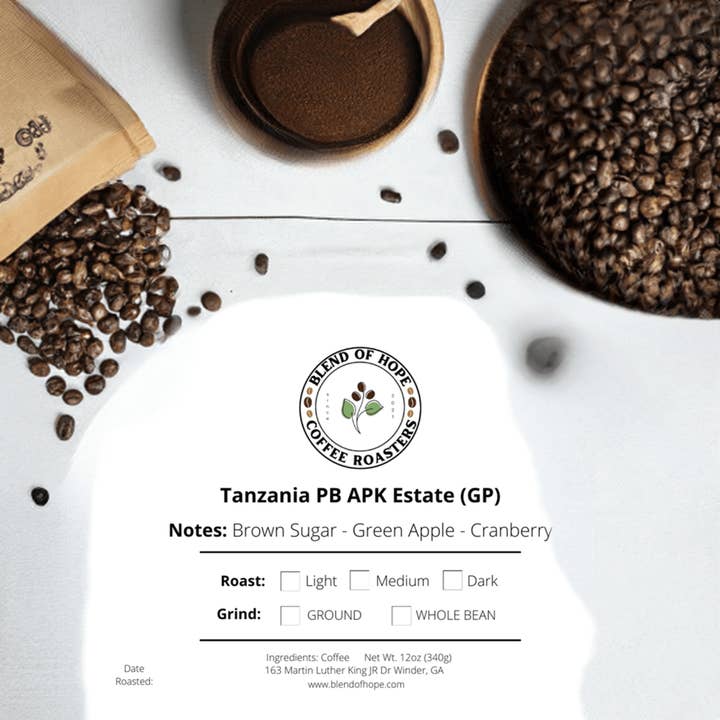 Tanzania PB APK Estate for wholesale by Blend of Hope Coffee Roasters
