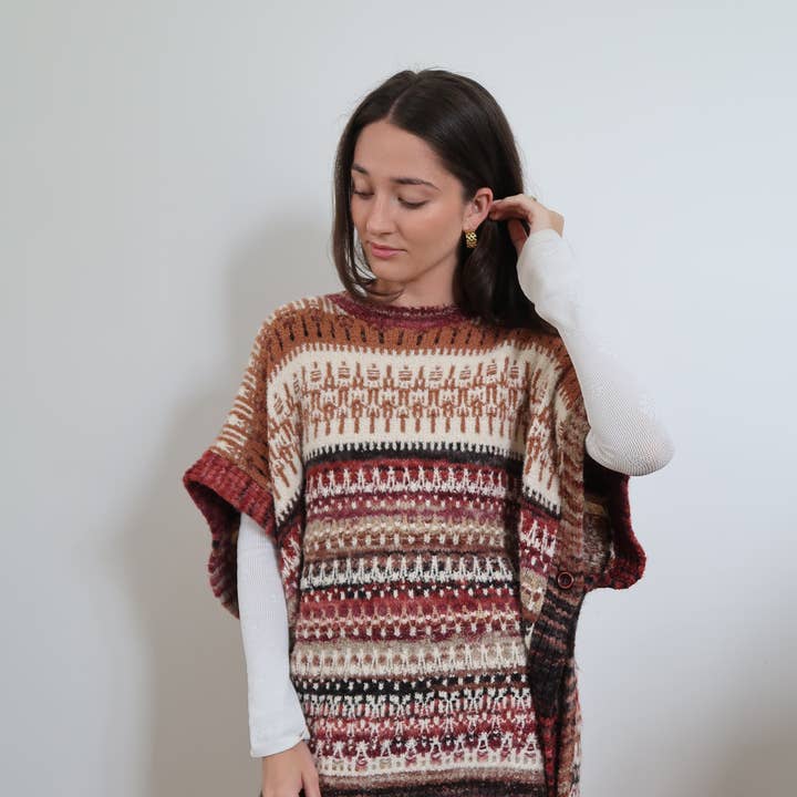 Mid Sleeve Knitted Poncho Gem 24176 for wholesale by Cinnamon Creations