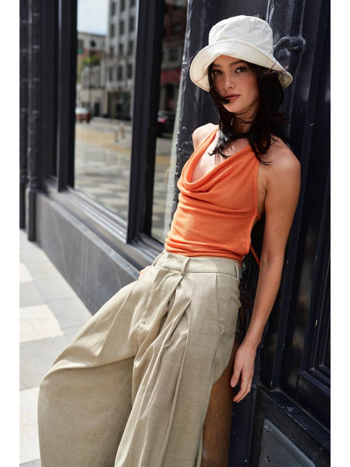 Mimosa - Wholesale Tank Top - Women's - Cowl Neck Open Back Tie Tank Top4