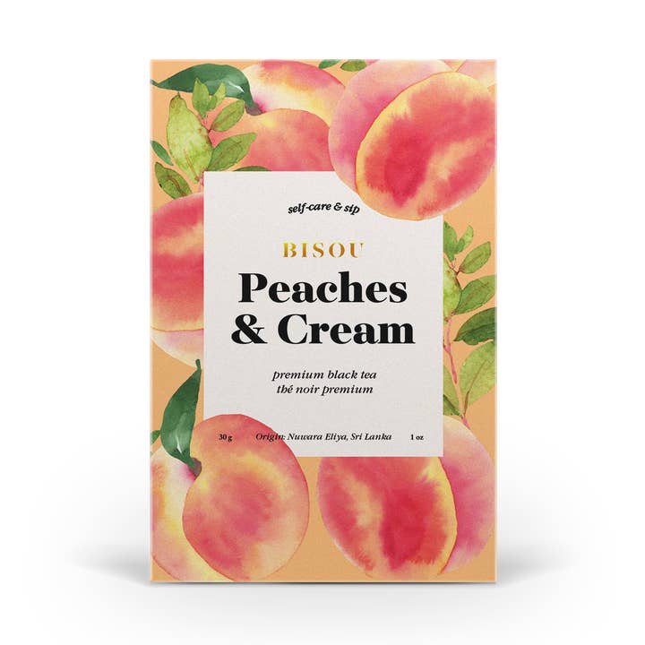 Organic Peaches & Cream - Black tea blend for wholesale by Bisou Tea (No duties | Ships from CAN/USA)