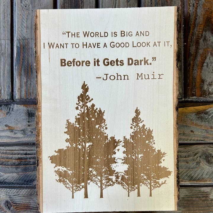 The World Is Big, John Muir Quote Rustic Wood Wall Decor for wholesale by Parks Art Collection