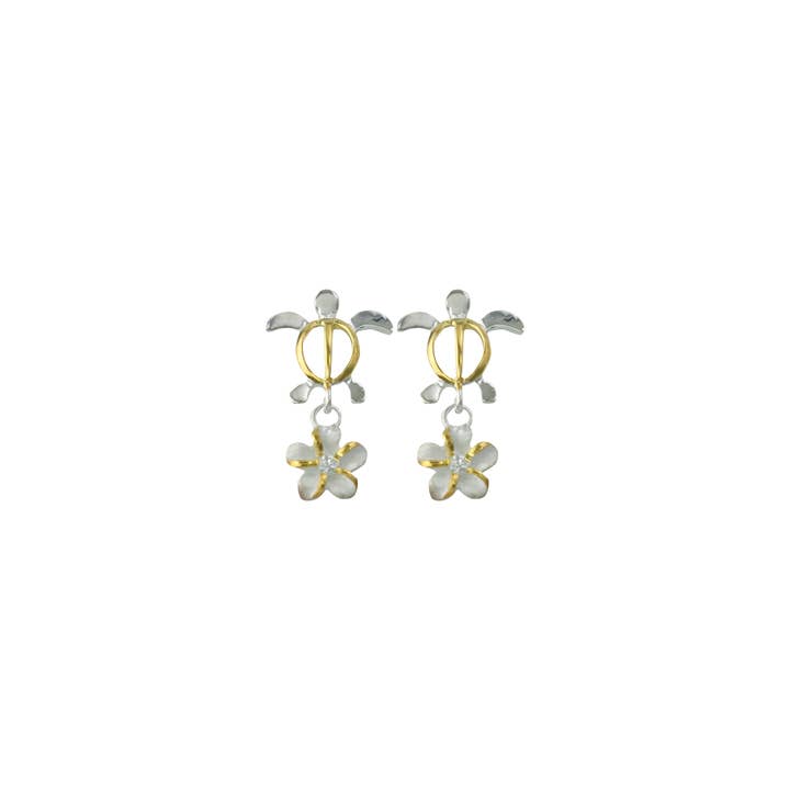 Boucles d'oreilles Island Honu Bloom pour la vente par Silver Gallery