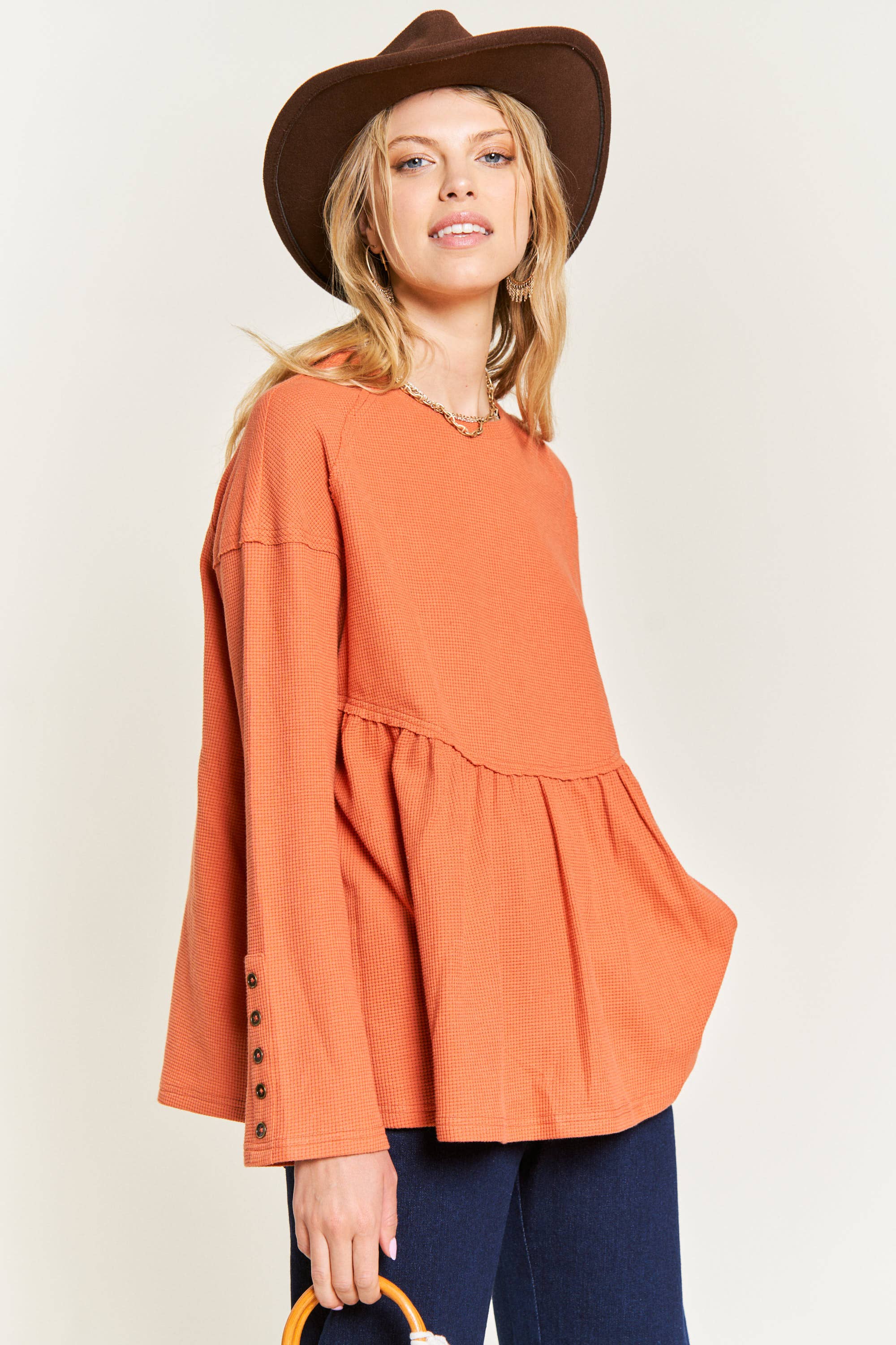 JADE BY JANE - Vendita all'ingrosso Felpa - Donna - Pullover in tessuto a maglia waffle JJT5045 18