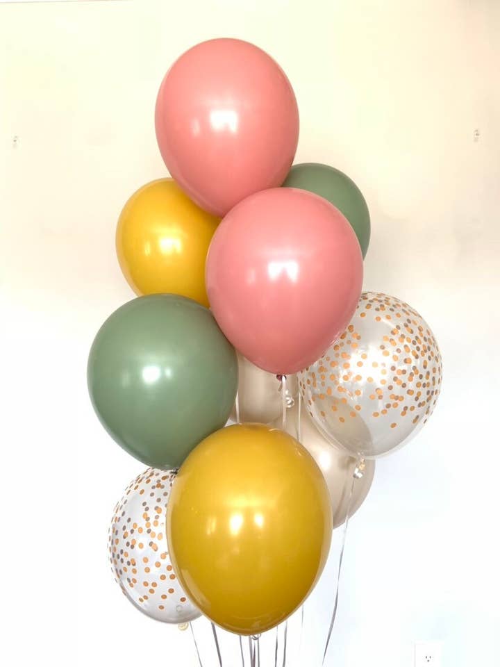 Palloncini rosa ed eucalipto | Set di 10 palloncini in lattice per la vendita all'ingrosso da parte di Hullaballoons