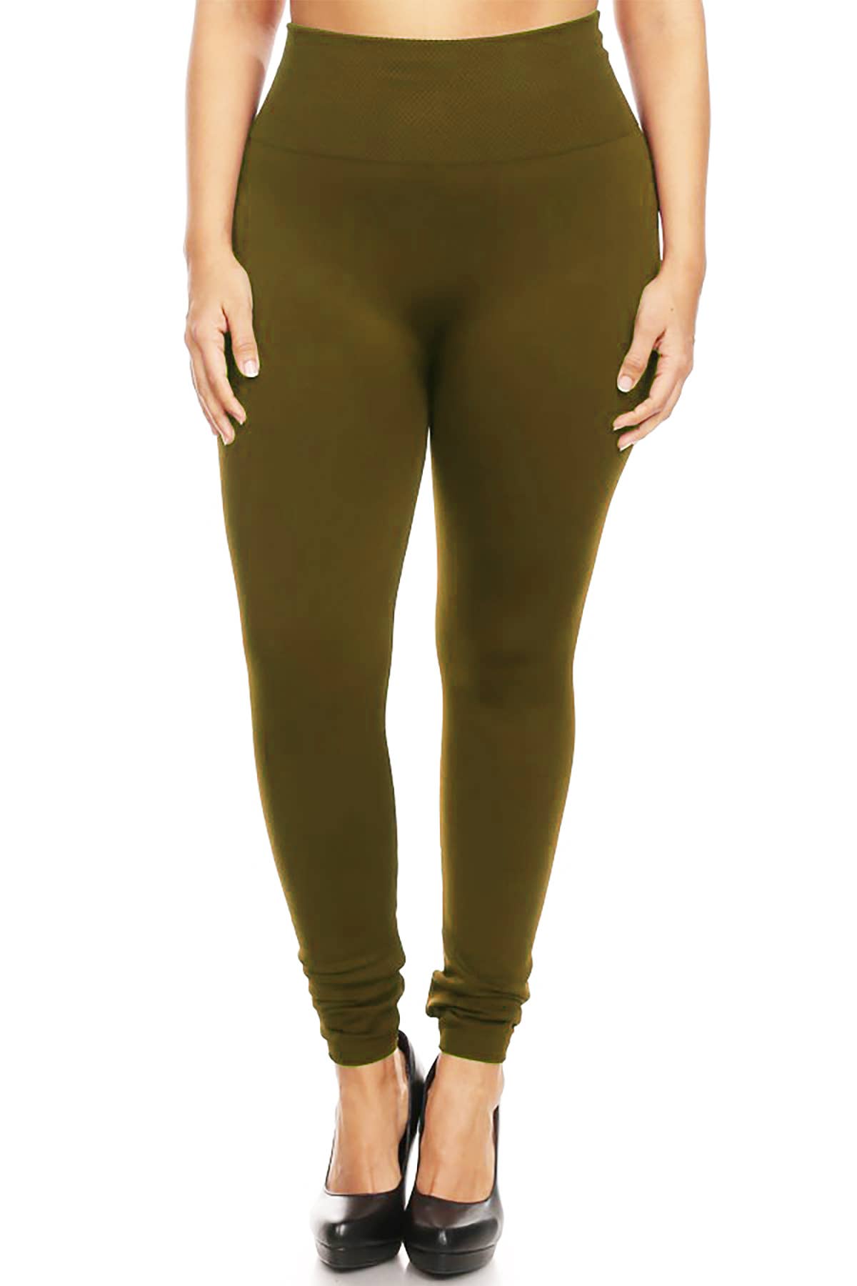 MOA COLLECTION - Wholesale Fashion Leggings - Women's - Women's Plus Size Banded Waist Leggings with Fleece Lining7