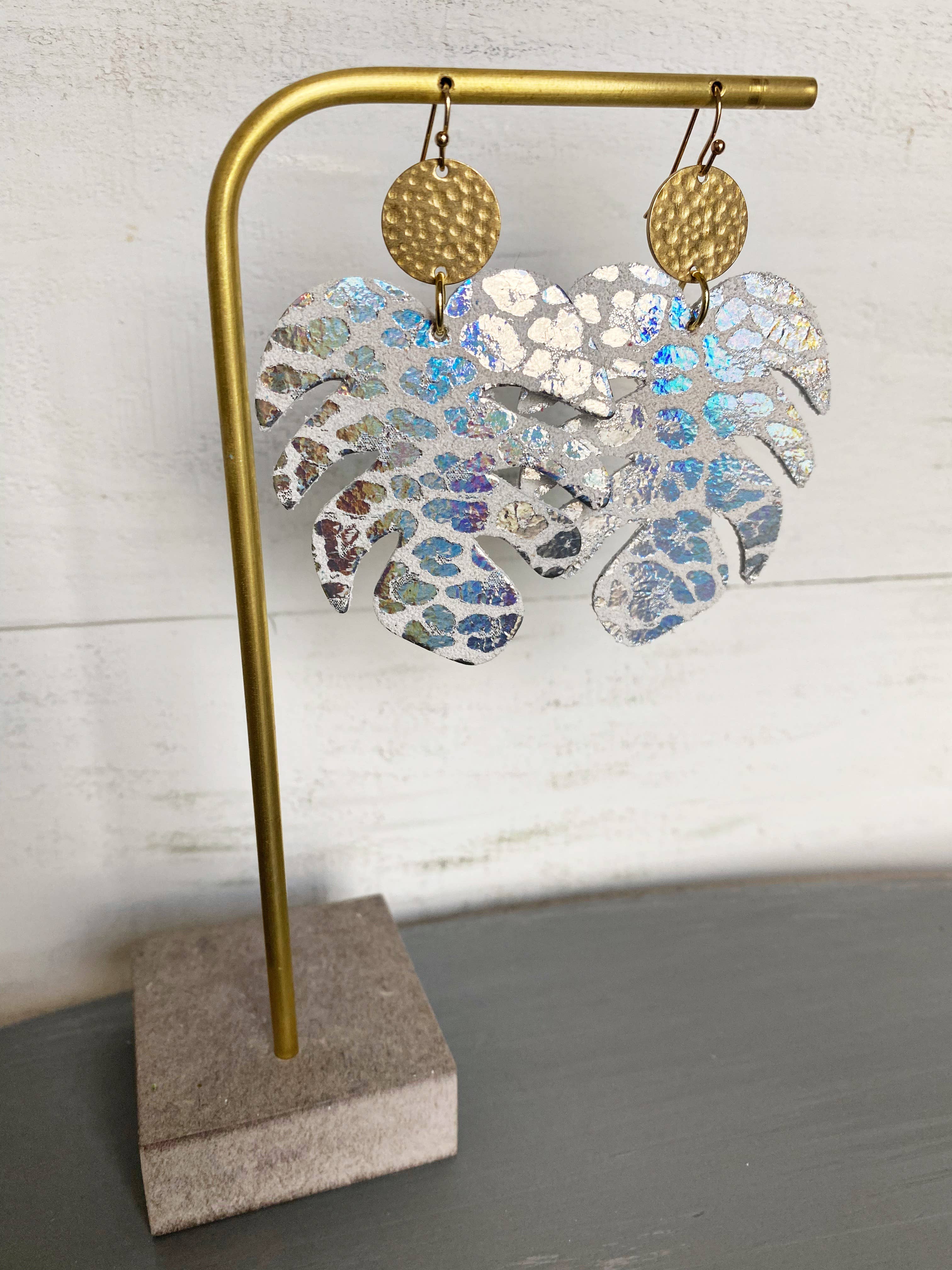 The Supply Society - Wholesale Dangle Earrings - Monstera Leaf Leather Hook Earrings15