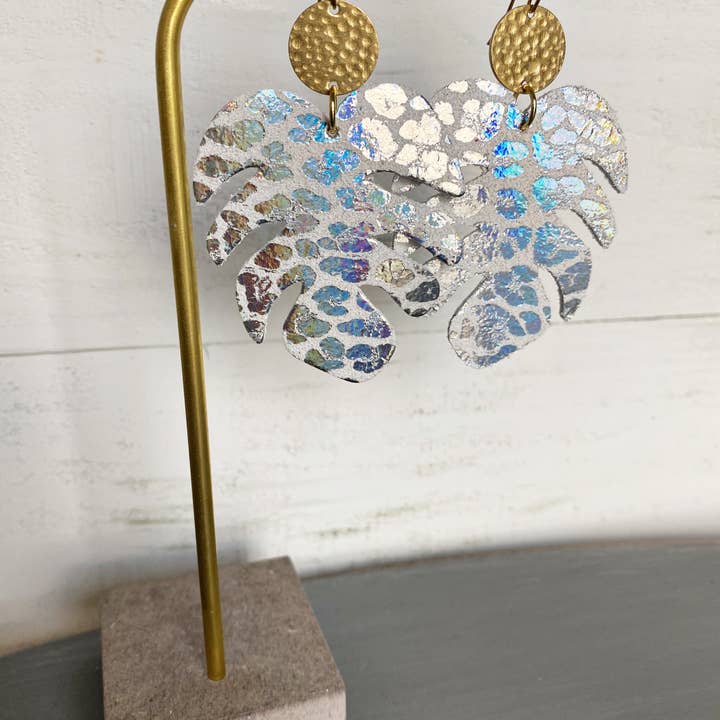 The Supply Society - Wholesale Dangle Earrings - Monstera Leaf Leather Hook Earrings15