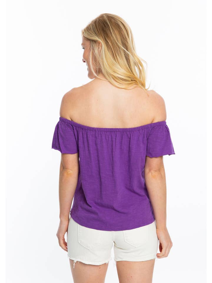 Stewart Simmons - Venta al por mayor Blusa - Mujer - Easy Tiger | Top morado con hombros descubiertos