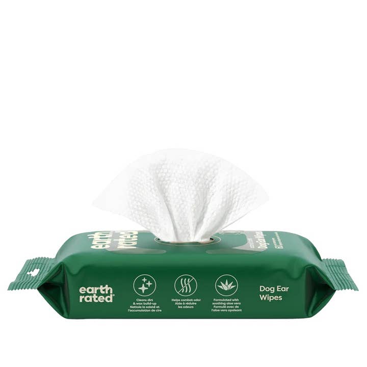 Pet Palette Distribution - Wholesale Pet Grooming Aid - Dog - Earth Rated Dog Ear Cleansing Wipes 60ct Case of 6