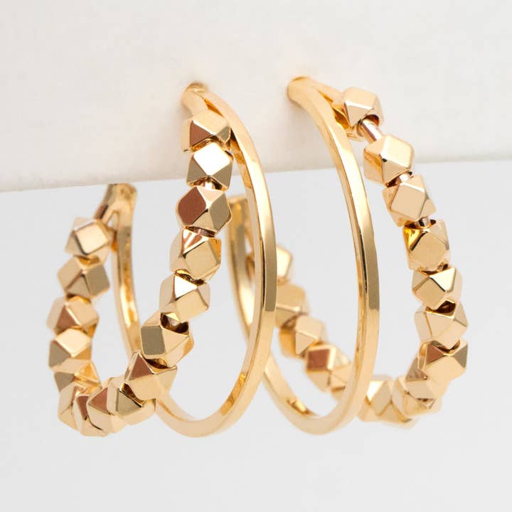 The Suri hoop studs 18k | hypoallergenic for wholesale by Bella Rey jewelry