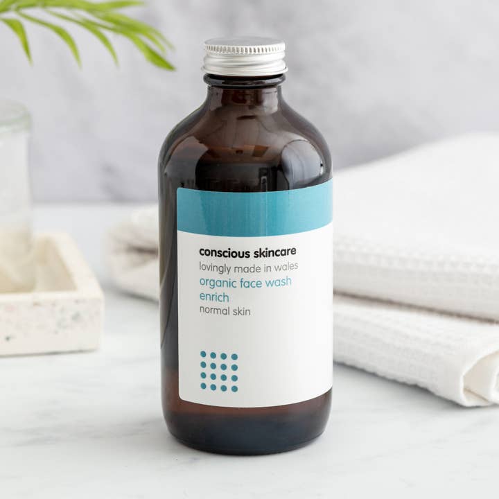 Enrich Natural Face Wash - 235ml glass bottle without pump for wholesale by Conscious Skincare