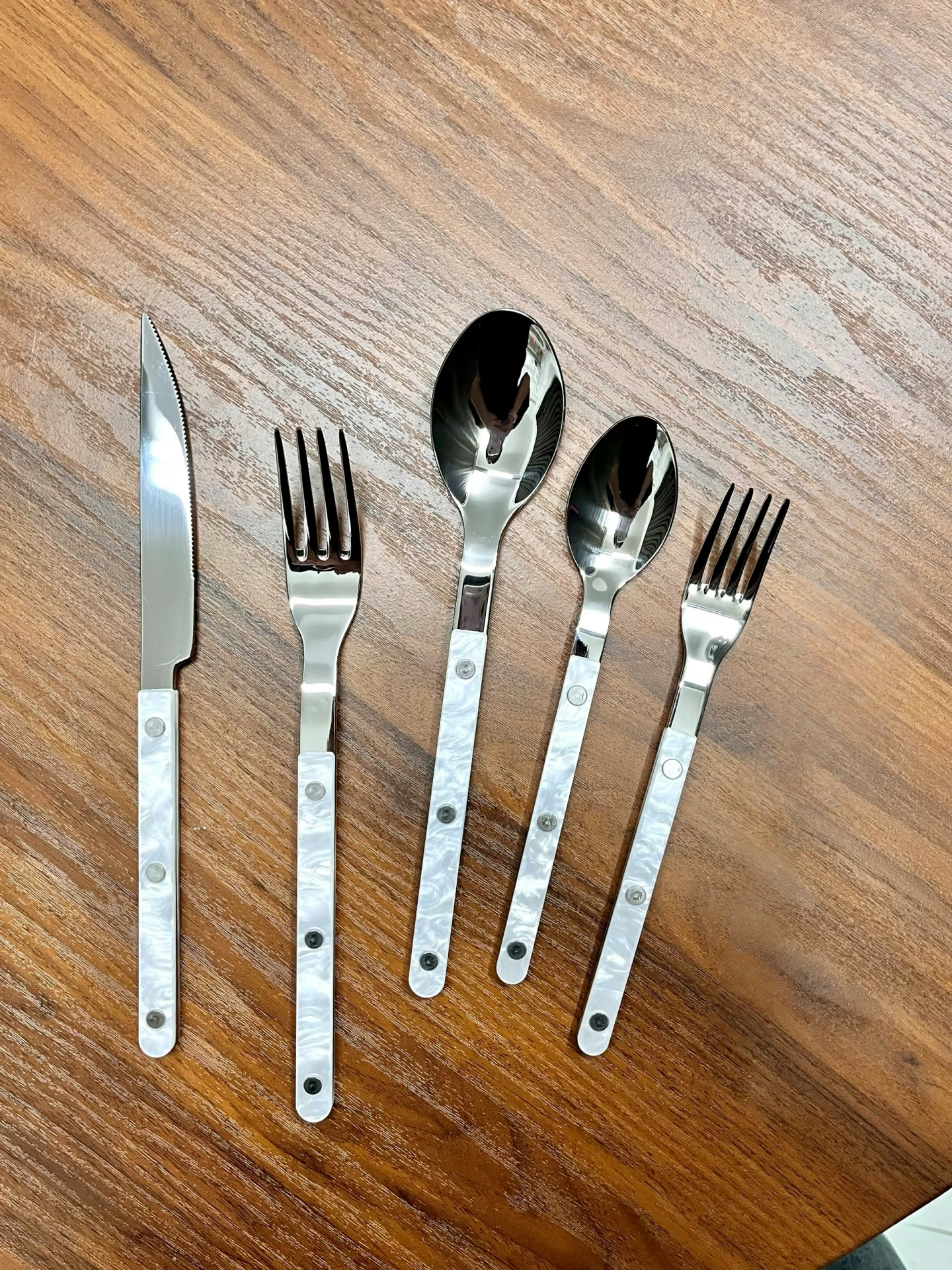 INSPECIAL HOME - Wholesale Flatware Set - Set of 10 Pcs Modern Nebula Pattern Cutlery Flatware Utensil13