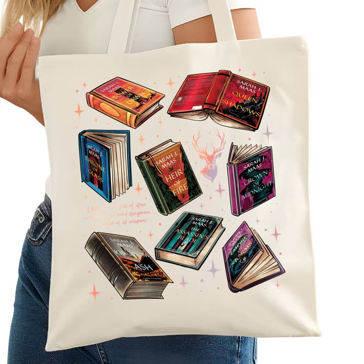 ACOTAR Book Covers Bookish Tote Bag – Reading Tote for Book Lovers – Book Reader Bag - Romance Reader Tote - Book Store for wholesale by Purely Bookish