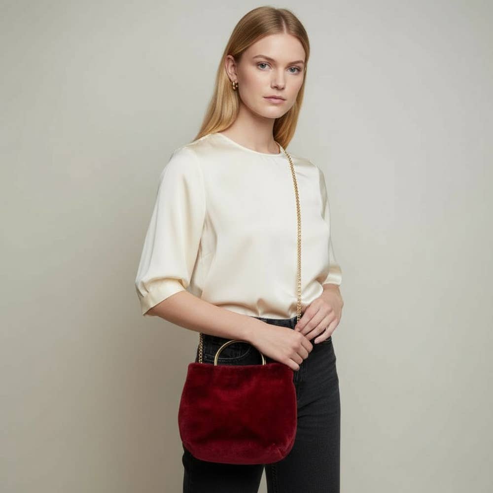 Sensibling Corp. - Wholesale Tote Bag - Women's - Solid Faux Fur Tote / Crossbody Bag8