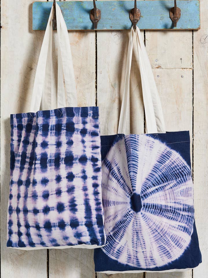 Indigo Tie Dye Cotton Shopping Bag for wholesale by Namaste