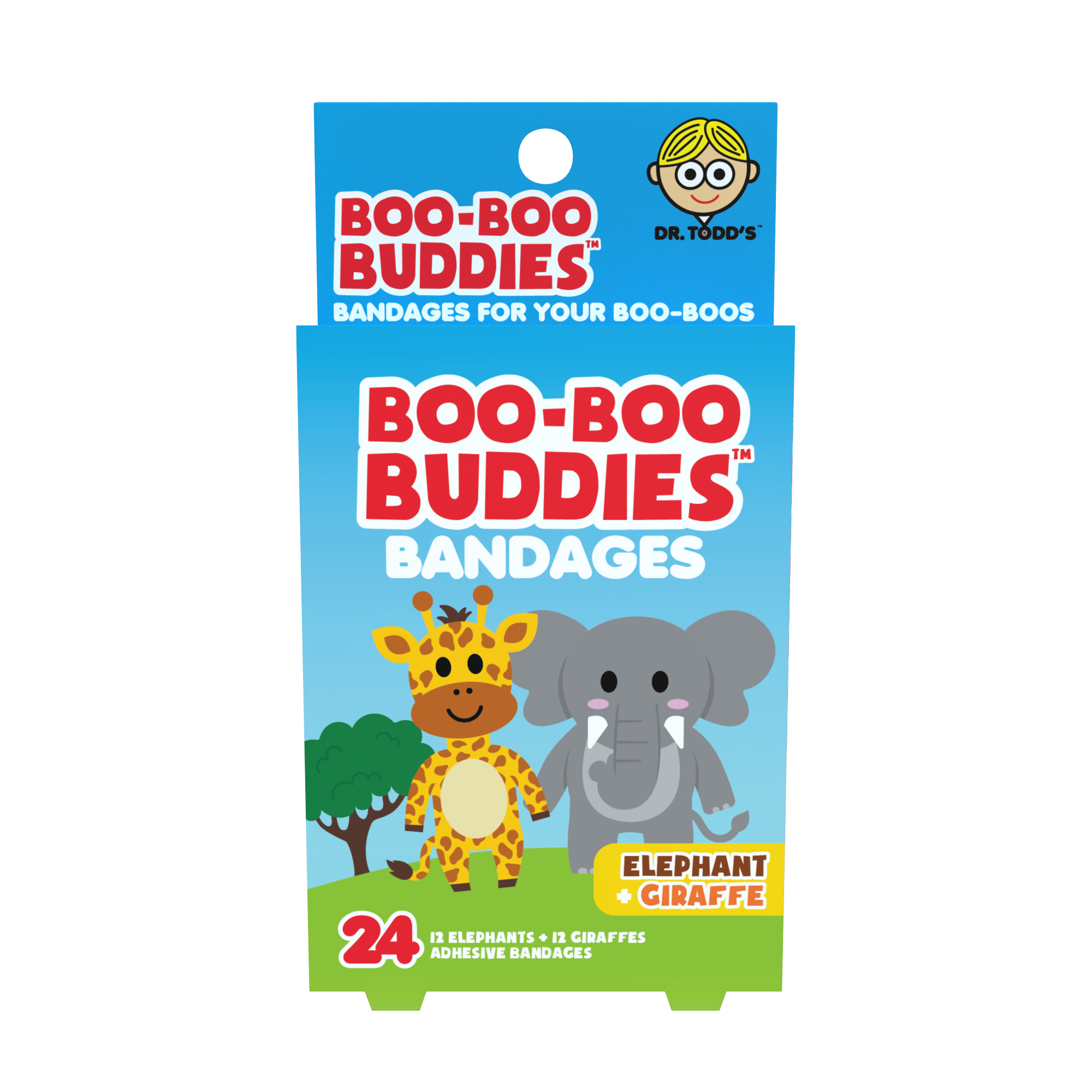 Boo Boo Buddies – wholesale Plåster/bandage – Barnplåster – Elefant + Giraff (24 stycken, Latexfri)2
