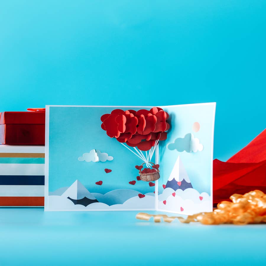 Cartes pop-up Popcards - Boîte avec des Ballons de joyeux