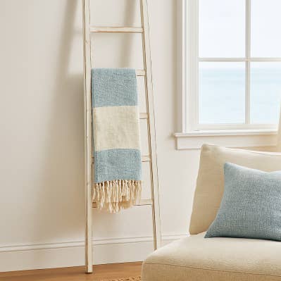 White 76 in. Wooden Rectangular Coastal Decorative Ladder for wholesale by Sagebrook Home