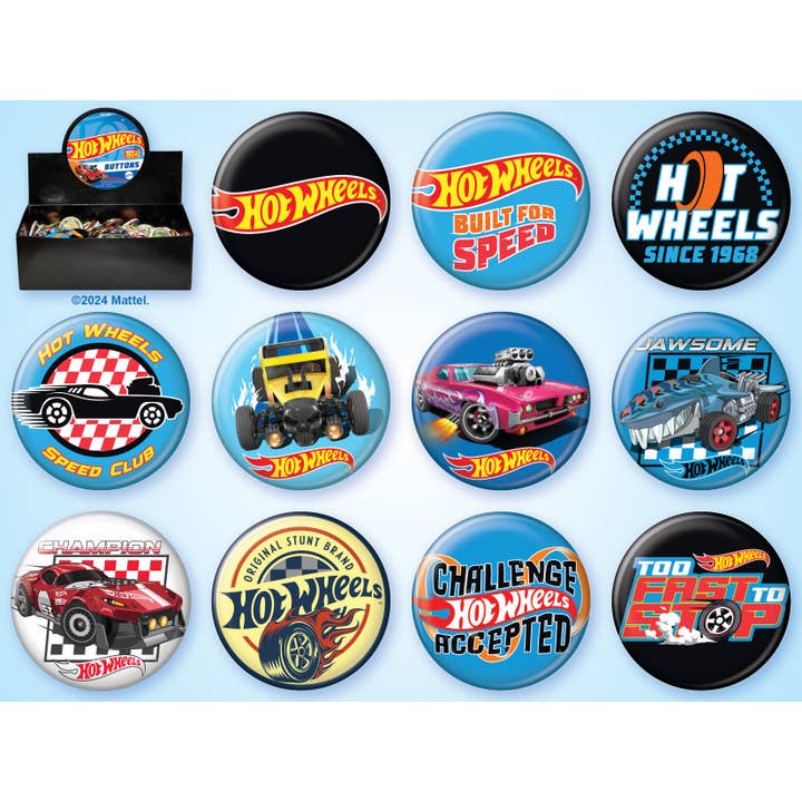 Ata-Boy - Wholesale Lapel Pin/Button - Hot Wheels 144 Piece Button Asst # 1