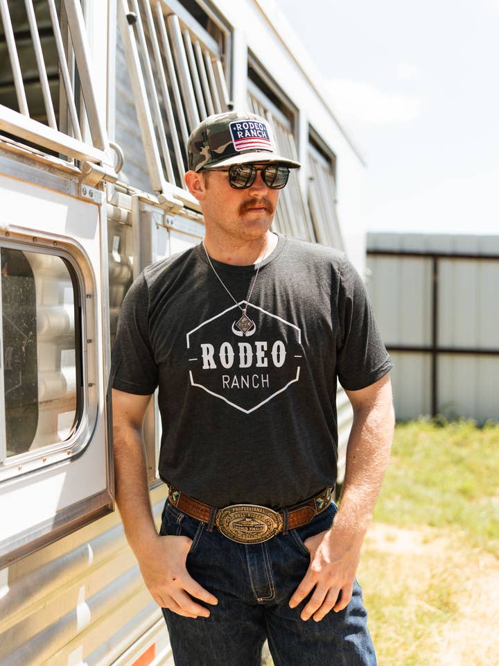 Rodeo Ranch Classic Logo Short Sleeve Shirt - Dark Grey for wholesale by Rodeo Ranch